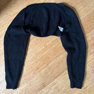 SHEIN Black Ribbed Knit Shrug Sweater